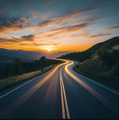 road with sunset