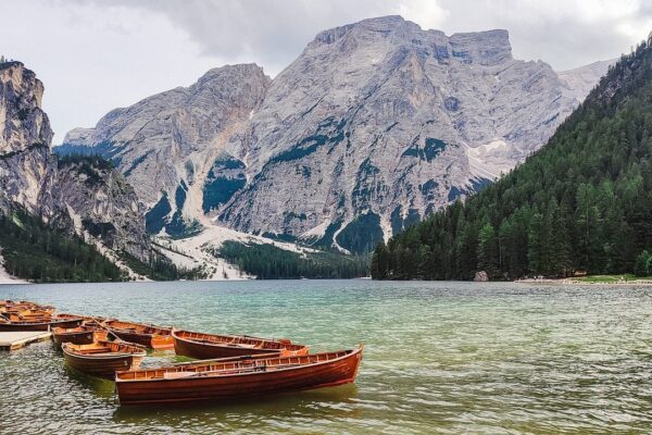 moutains, lake, boat