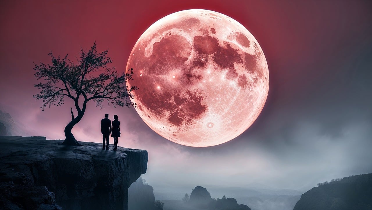 ai generated, moon, lovers