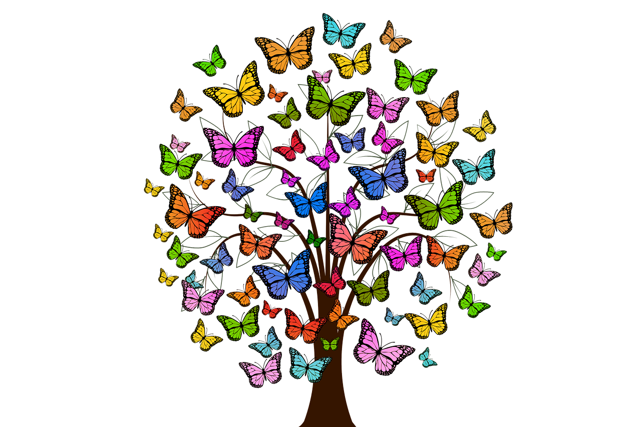 butterflies tree multicoloured 2713343