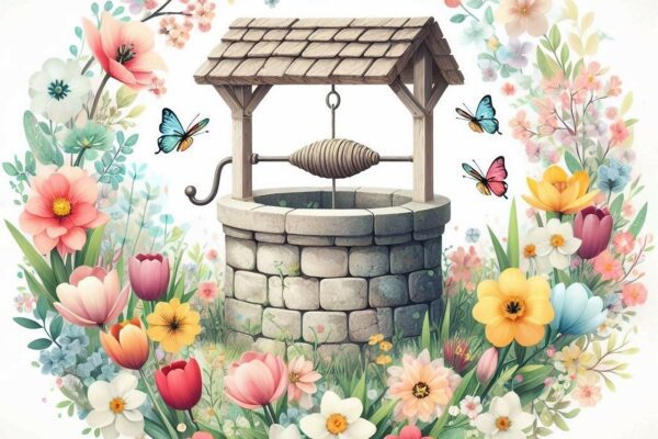 ai generated wishing well flowers 8594521