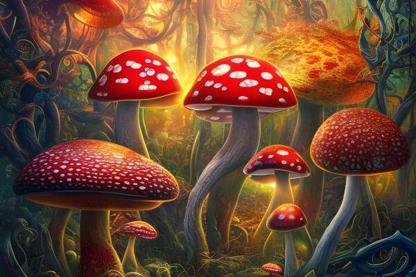 mushrooms forest fantasy whimsical 7664559