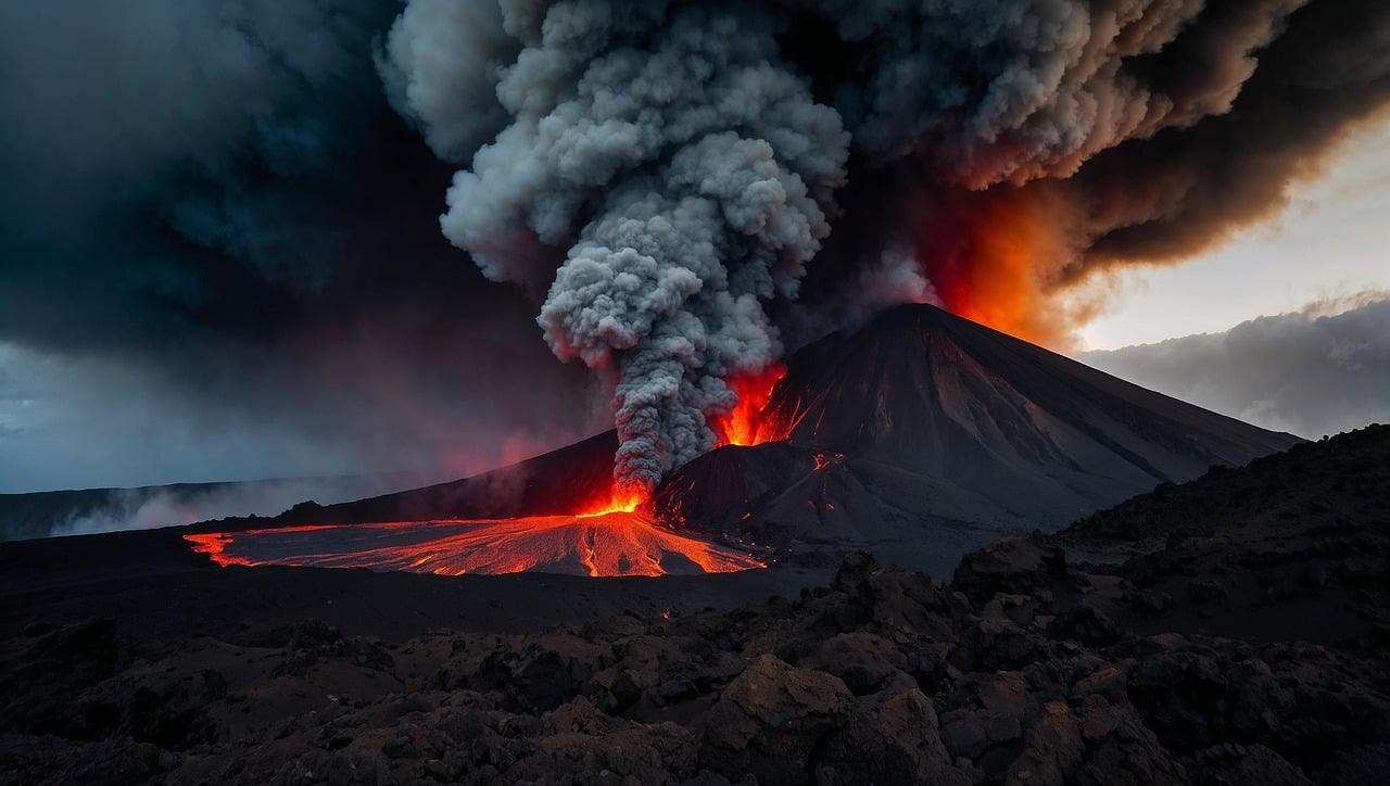 volcano eruption lava fire smoke 9137484