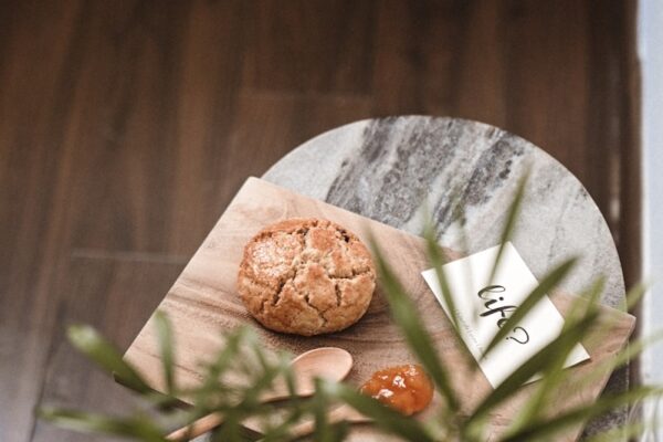 brown cookies on white round plate