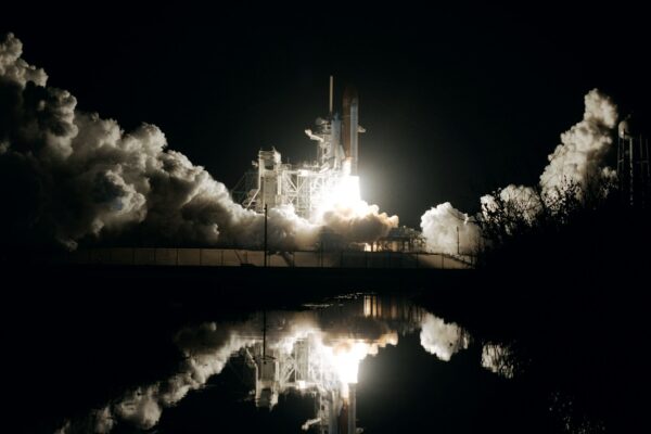 space shuttle taking off